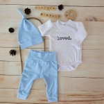 3cz komplet niemowlęcy 50-68 niebieski loved. 