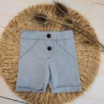 Eleganckie spodenki niemowlęce z tkaniny lato szare ostatnie sztuki 56