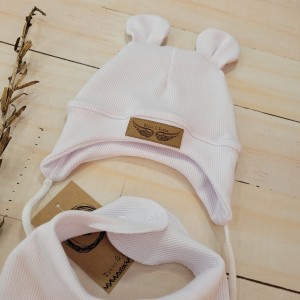 45 czapka prązkowana jesienna niemowlęca + apaszka.jpg