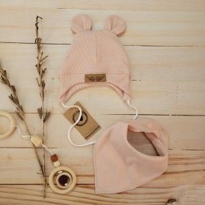 26 czapka prązkowana jesienna niemowlęca + apaszka.jpg