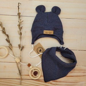 32 czapka prązkowana jesienna niemowlęca + apaszka.jpg