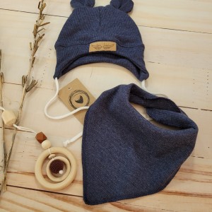 36 czapka prązkowana jesienna niemowlęca + apaszka.jpg