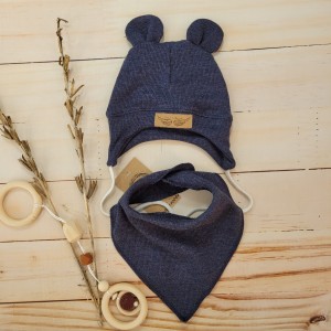 37 czapka prązkowana jesienna niemowlęca + apaszka.jpg