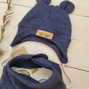 38 czapka prązkowana jesienna niemowlęca + apaszka.jpg