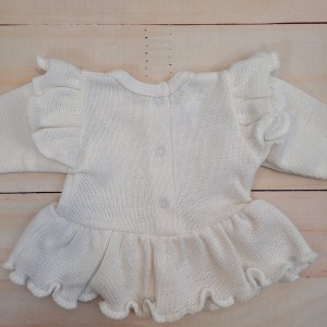 1 4 częśćiowy włóczkowy ażurkowy komlet z falbanką tunika półśpiochy czapka opaska chrzest.jpg