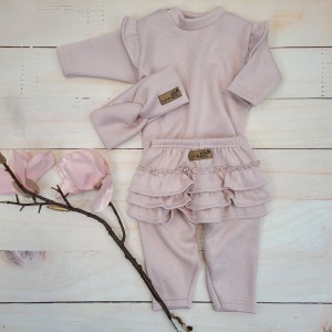 1 3 cz komplet dla dziewczynki sweter z falbanką oversize + legginsy ze spódniczką + opaska .jpg