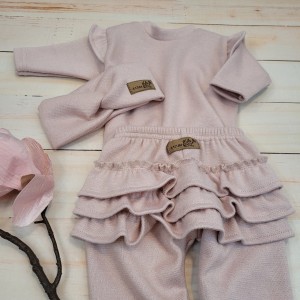 2 3 cz komplet dla dziewczynki sweter z falbanką oversize + legginsy ze spódniczką + opaska .jpg