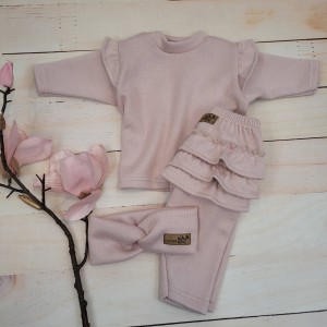 4 3 cz komplet dla dziewczynki sweter z falbanką oversize + legginsy ze spódniczką + opaska .jpg