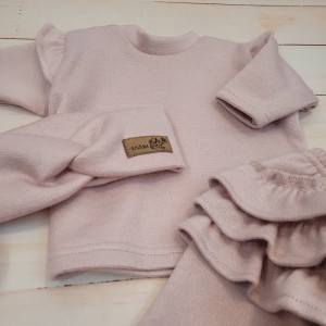 11 3 cz komplet dla dziewczynki sweter z falbanką oversize + legginsy ze spódniczką + opaska .jpg