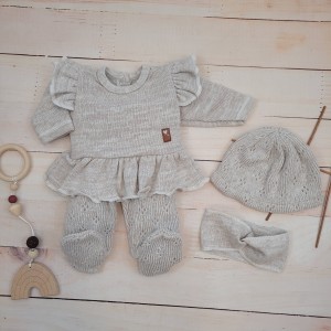 8Kazum 4 cz komplet włóczkowy dla dziewczymki tunika z falbanką opaska czapka azurkowa półśpiochy ażu.jpg