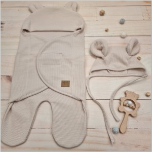 28 otulacz +czapeczka bawełniany dla noworodka.jpg