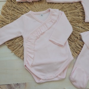 11 4 częściowa wyprawka komplet niemowlęca niemowlę noworodek kaftanik body półśpiochy opaska chrzest .jpg