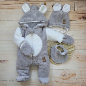15kombinezon misiowy baranek niemowle noworodek wyjście ze szpitala spacer wiosna jesień zima rękawicz.JPG