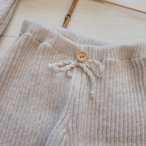 2 3częsciowy komplet włóczkowy dziergany unisex niemowle noworodek czapka pompony sweterek sweter półś.JPG