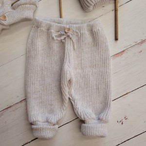 2  3częsciowy komplet włóczkowy dziergany unisex niemowle noworodek czapka pompony sweterek sweter półś.JPG