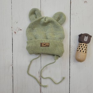 4czapka wiosna jesień zima włóczkowa wiązana niemowlę noworodek komplet.JPG