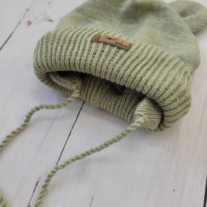 2czapka wiosna jesień zima włóczkowa wiązana niemowlę noworodek komplet.JPG