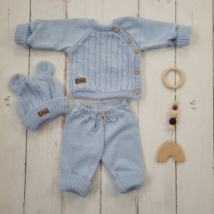 4niemowle noworodek 3częściowy komplet wiosna lato jesień zima wyprawka do szpitala sweterek dziergan.jpg