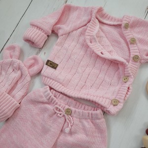 3niemowle noworodek 3częściowy komplet wiosna lato jesień zima wyprawka do szpitala sweterek dziergan.jpg