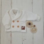 Sweterek marynarka rozpinany chłopięcy na chrzest z guzikami 56-86 biały