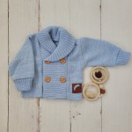 Sweterek marynarka rozpinany chłopięcy na chrzest z guzikami 56-86 błękitny