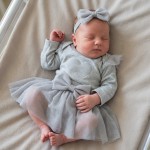 3cz komplet z tiulem Body +  spódniczka tiulowa +opaska 56-86 szary