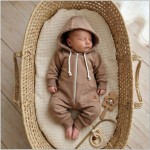  Kombinezon z kapturem pajac 50-92 wygodny bawełniany czekoladowy