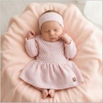 Sukienka + opaska włóczkowa 56-86 różowa