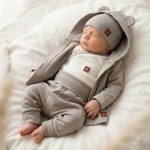 4 cz bawełniana kompletna WYPRAWKA do szpitala 50-62 oliwkowy beż