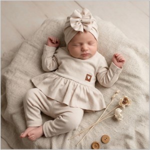 3cz KOMPLET tunika + legginsy dresowe 56-86 alabaster beige