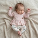 2 cz KOMPLET tunika + legginsy dresowe 56-86 brudny róż +kwiaty