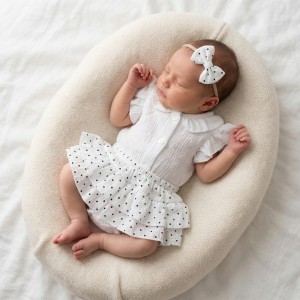 3 cz zestaw komplet lato body+bloomersy ze spódniczką +opaska 56-86 white