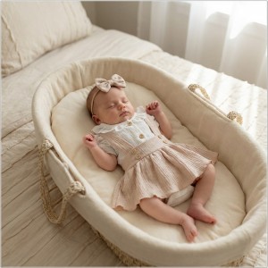 3 cz muślinowy komplet body + spódniczka na szelkach+ opaska 56-86 piaskowy beż