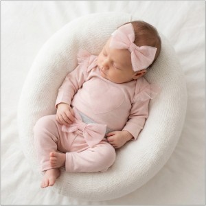 3cz komplet z tiulem Body+spodnie+opaska 56-86 różowy 