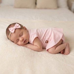 2 cz zestaw komplet bodosukienka sukienka krótki rękaw + opaska  56-86 różowa