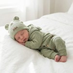 KAZUM Kombinezon włóczkowy wiosna jesień z odpinanym kapturem 56-86 olive green