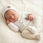 Pajacyk z guzikami + czapka wiązana komplet 2 cz 50-68 biały