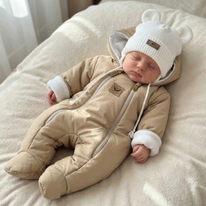 Kombinezon kurtkowy wiosna-jesień 56-86 zapinany na dwa zamki  beżowy