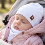 Czapka podwójna prążkowana niemowlęca + tuba rozmiar 56-110 biała