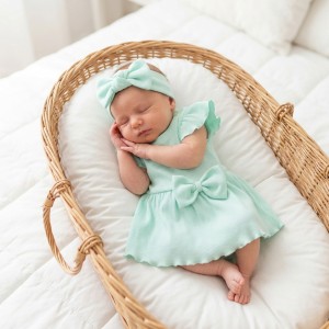 2 cz zestaw komplet bodosukienka prążkowana sukienka+opaska 56-86  miętowa