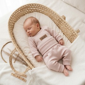 2 cz komplet prążkowany body+spodnie 56-86 różowy