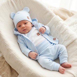 4 cz bawełniana kompletna WYPRAWKA do szpitala 50-62 błękit