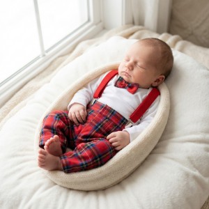 3 cz komplet garniturek w czerwoną kratę na święta 56-86 