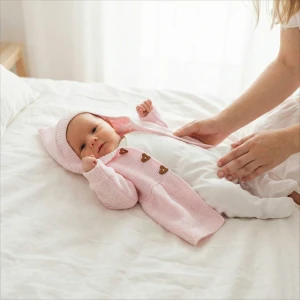 Płaszczyk włóczkowy niemowlęcy 56-86 różowy