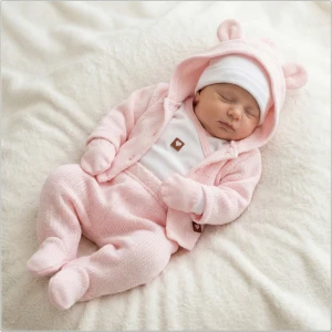 5 cz włóczkowa różowa kompletna WYPRAWKA do szpitala zestaw 50-62