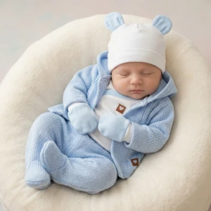 5 cz włóczkowa błękitna kompletna WYPRAWKA do szpitala zestaw 50-62