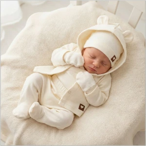 5 cz bawełniana kompletna WYPRAWKA do szpitala 50-62 ecru