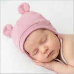 Czapka niemowlęca wiązana dresowa 62(38)-86(48) brudny róż