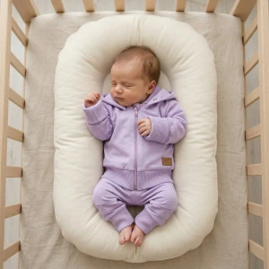 Dres niemowlęcy 2 cz bawełniany z odpinanym kapturem 56-86 soft lilac 