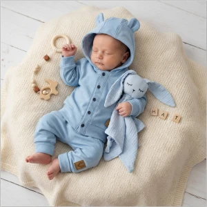 Dres z guzikami 2 cz bawełniany 56-86 błękitny